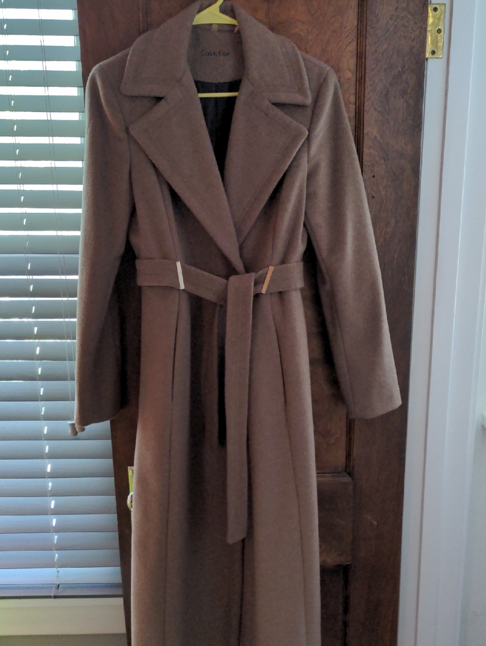 Calvin Klein Brown Wool Belted Long Coat
